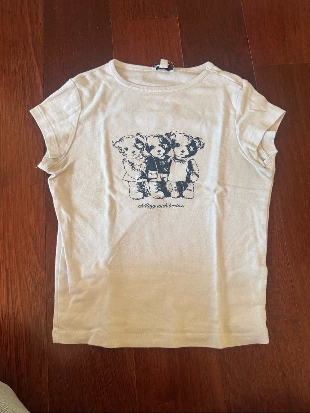Cream Short-Sleeve Graphic Tee with Teddy Trio